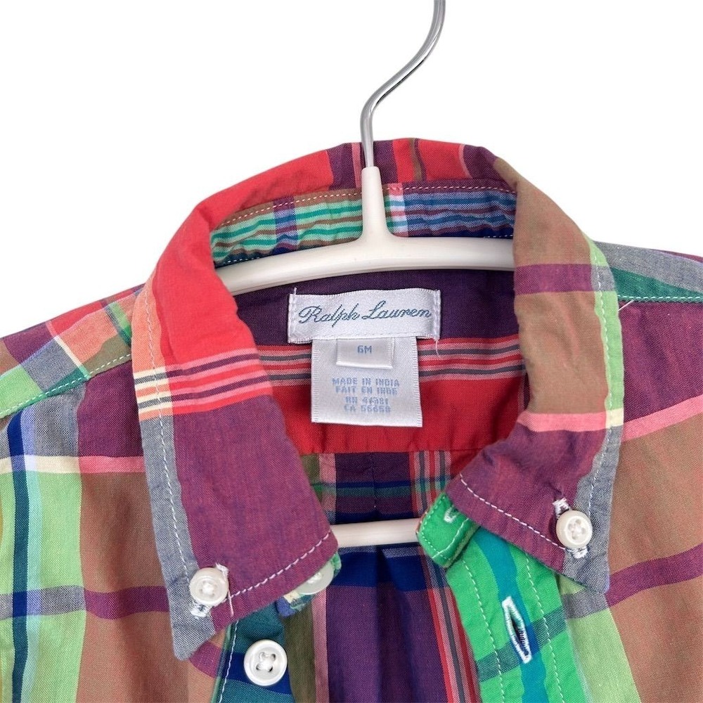 Ralph Lauren Baby Boys Plaid Button-Down Shirt 6-9 Months Multicolor - Picture 3 of 7